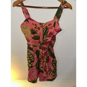Dress Forum Los Angeles Women’s Pink Floral Mini Fit & Flare Romper Dress Sz Sm